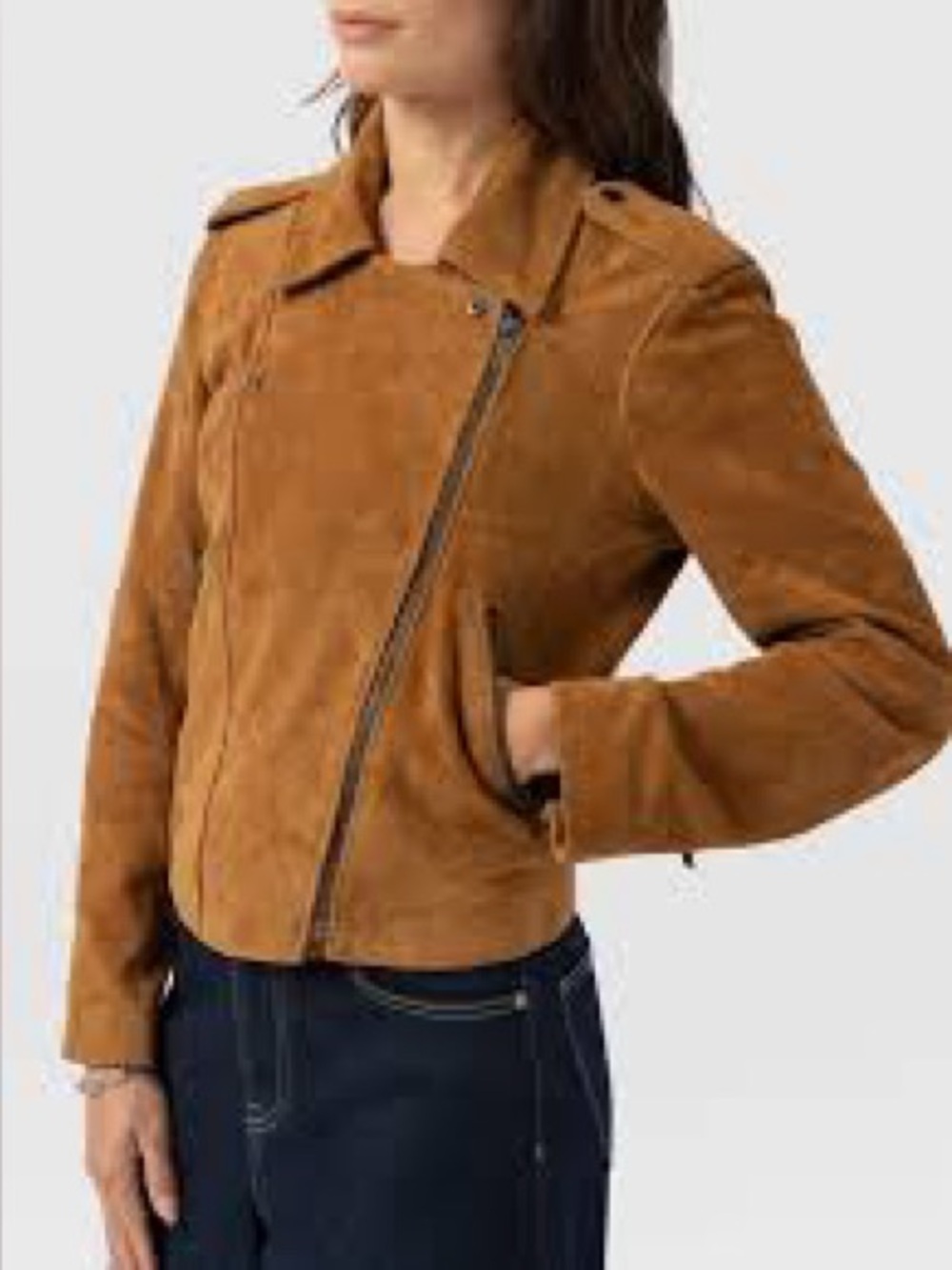 🟤 BB Dakota brown suede moto jacket asymmetric front zipper🟤